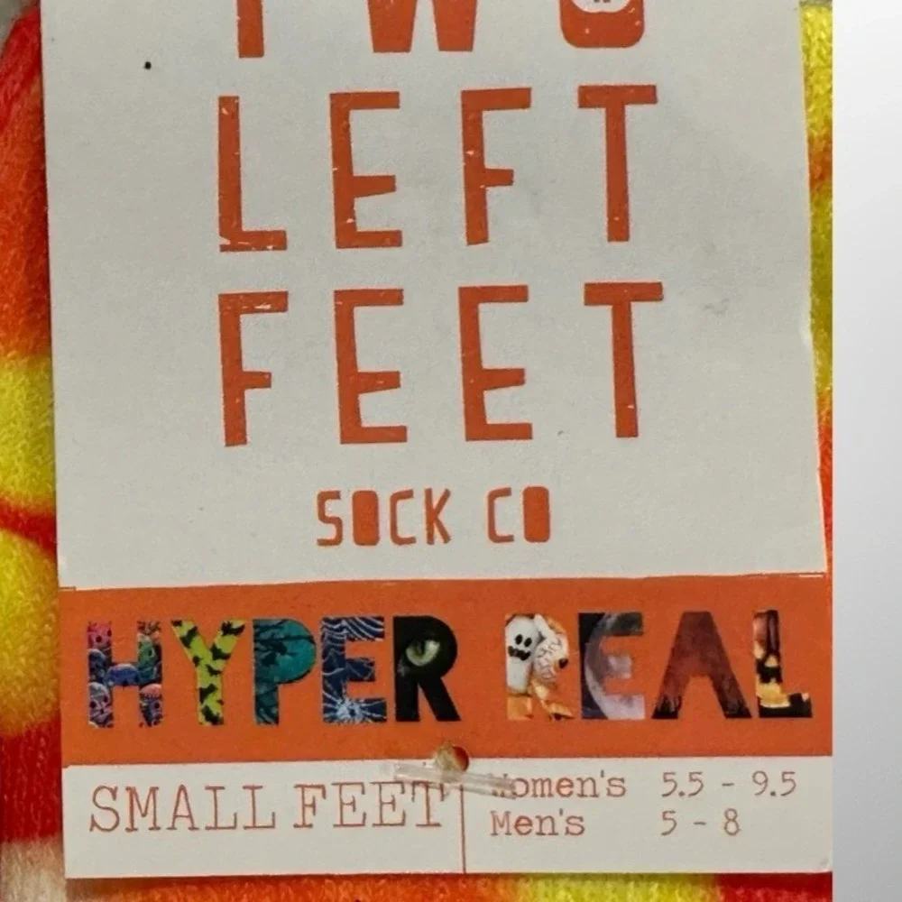 Two Left Feet Hyper Real Candy Corn Novelty Socks, Halloween, (W)5.5-9.5, (M)5-8
